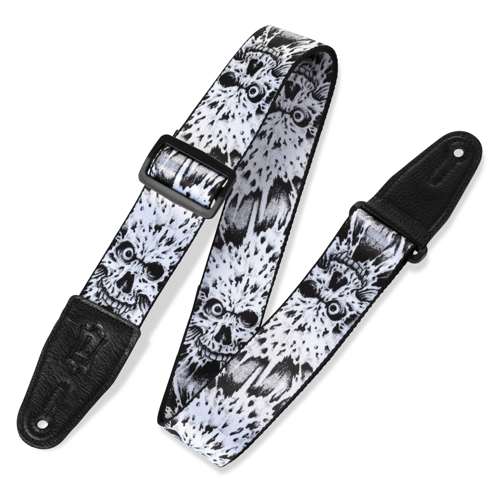 Levy's MP-16 Black And White Polyester Guitar Strap With Skull Design |  Live Louder
