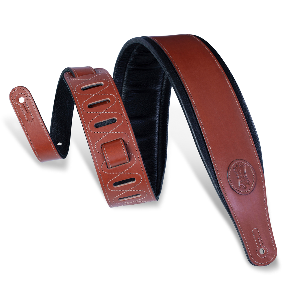 Levy's MSS1-WAL Walnut Veg-Tan Padded Leather Guitar Strap | Live Louder