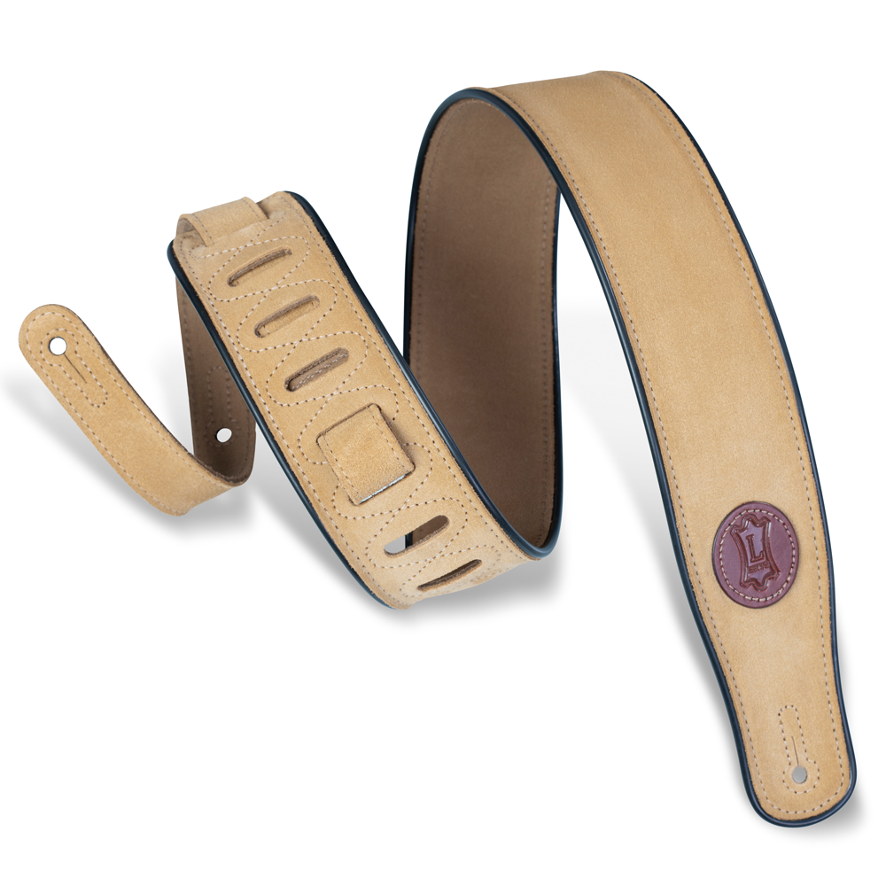 Levy's MSS3-TAN Tan Suede Guitar Strap With Decorative Piping Design | Live  Louder