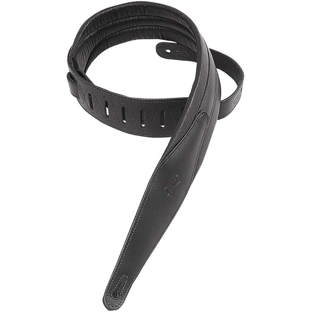 Levy's Black With Garment Backing & Padding Leather Guitar Strap MSS100-BLK  | Live Louder